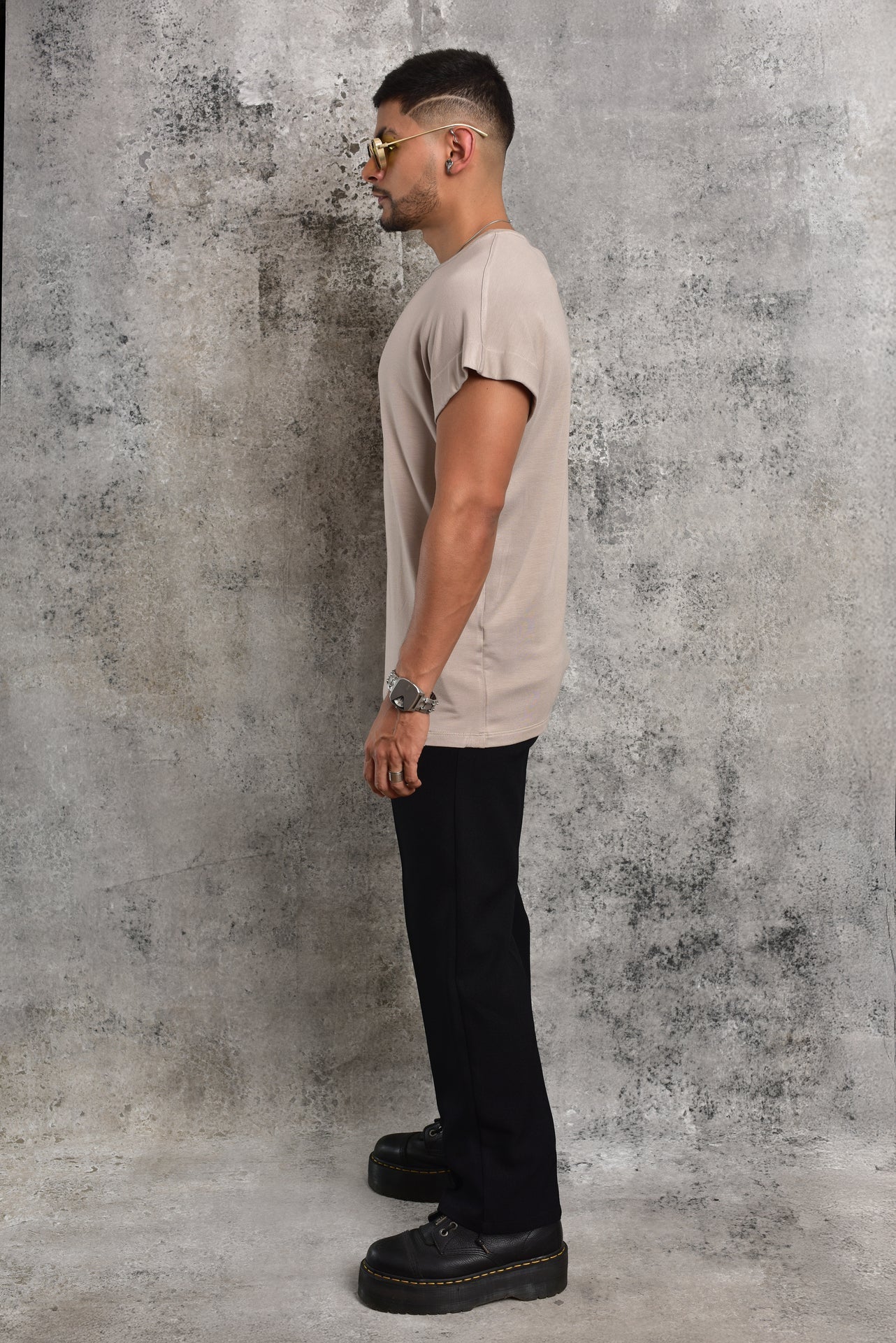 Beige Japanese-sleeve blouson T-shirt