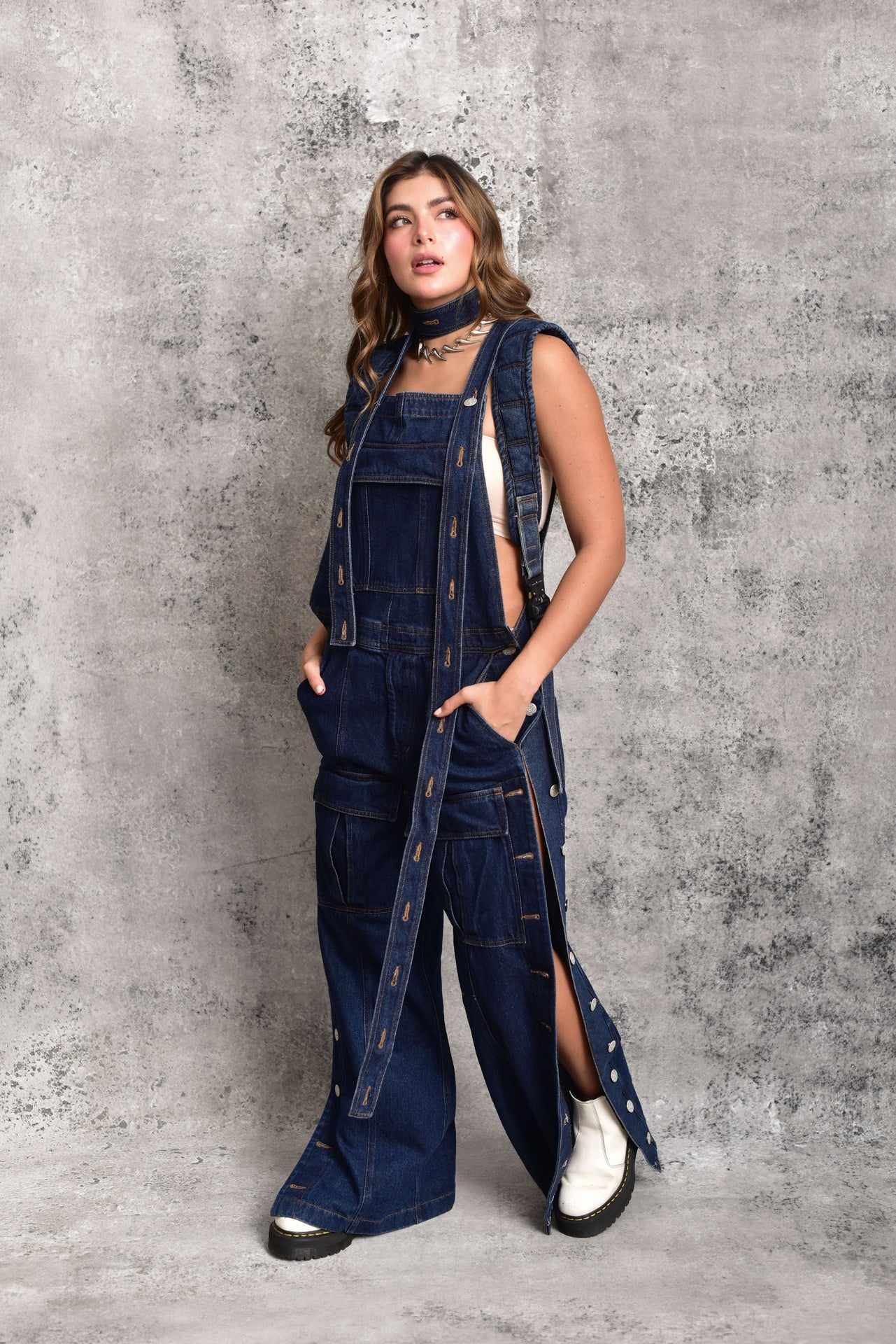 Structural Blue Denim Jumpsuit
