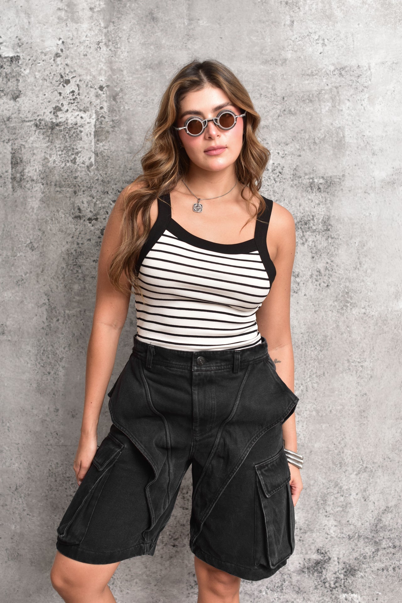 Striped ribbed tank top