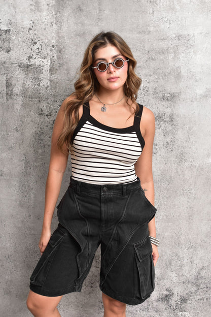 Striped ribbed tank top