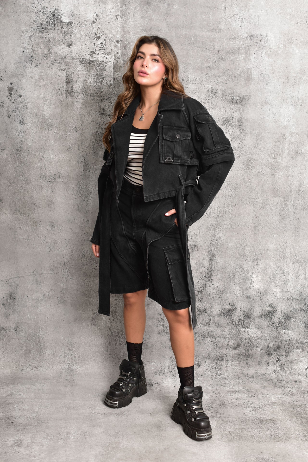 Tactical techwear Black Denim Jacket