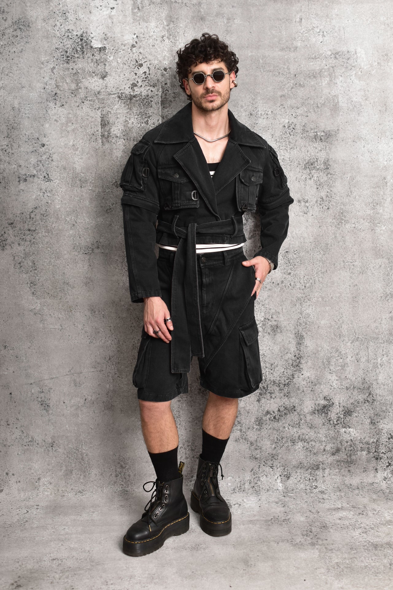 Tactical techwear Black Denim Jacket