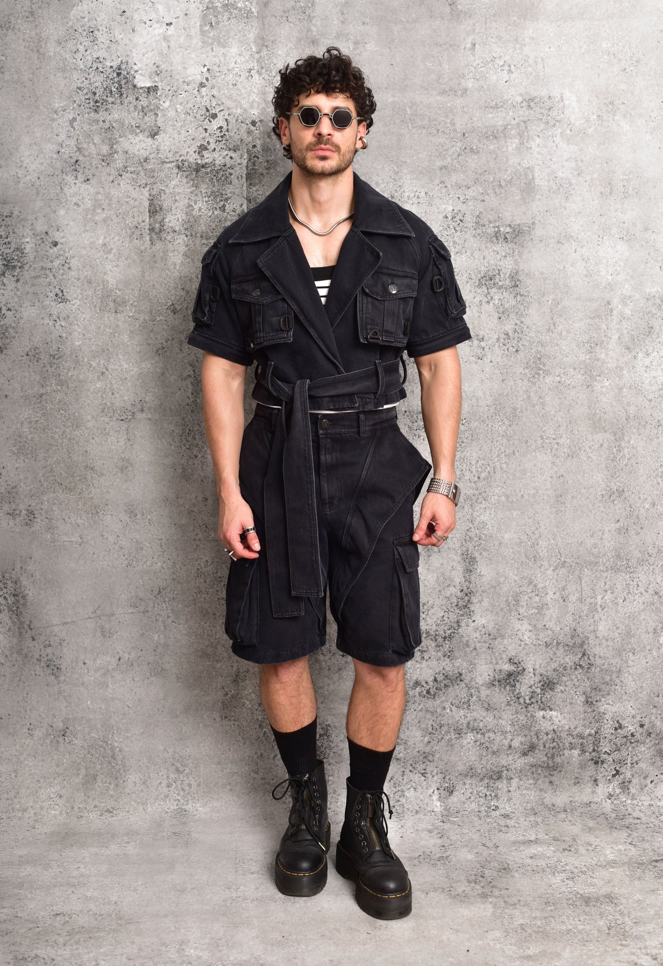 Tactical techwear Black Denim Jacket