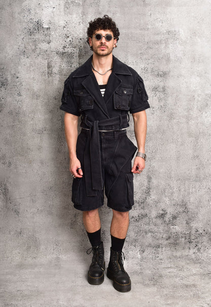 Tactical techwear Black Denim Jacket