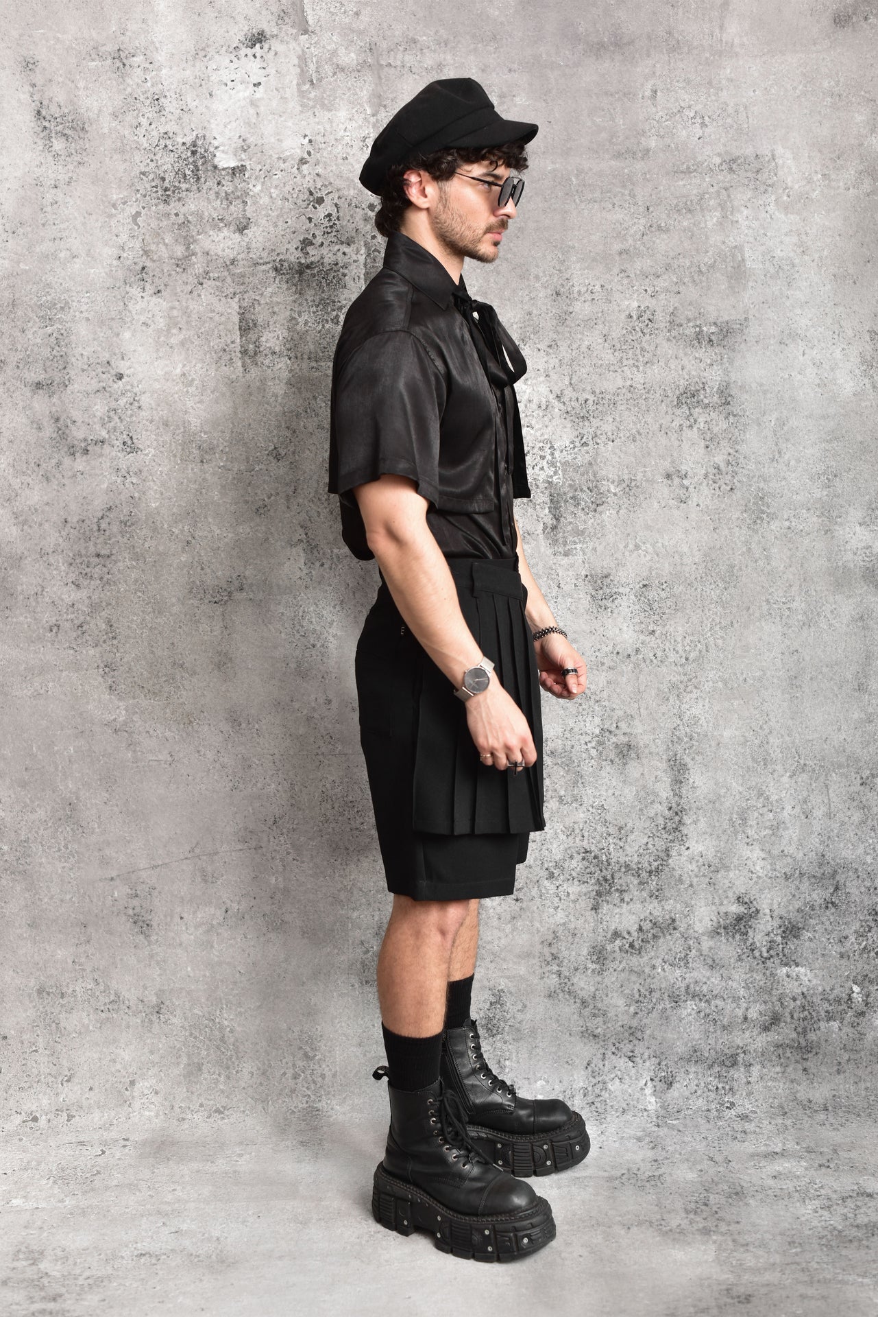 Black Relaxed-Fit Satin Shirt