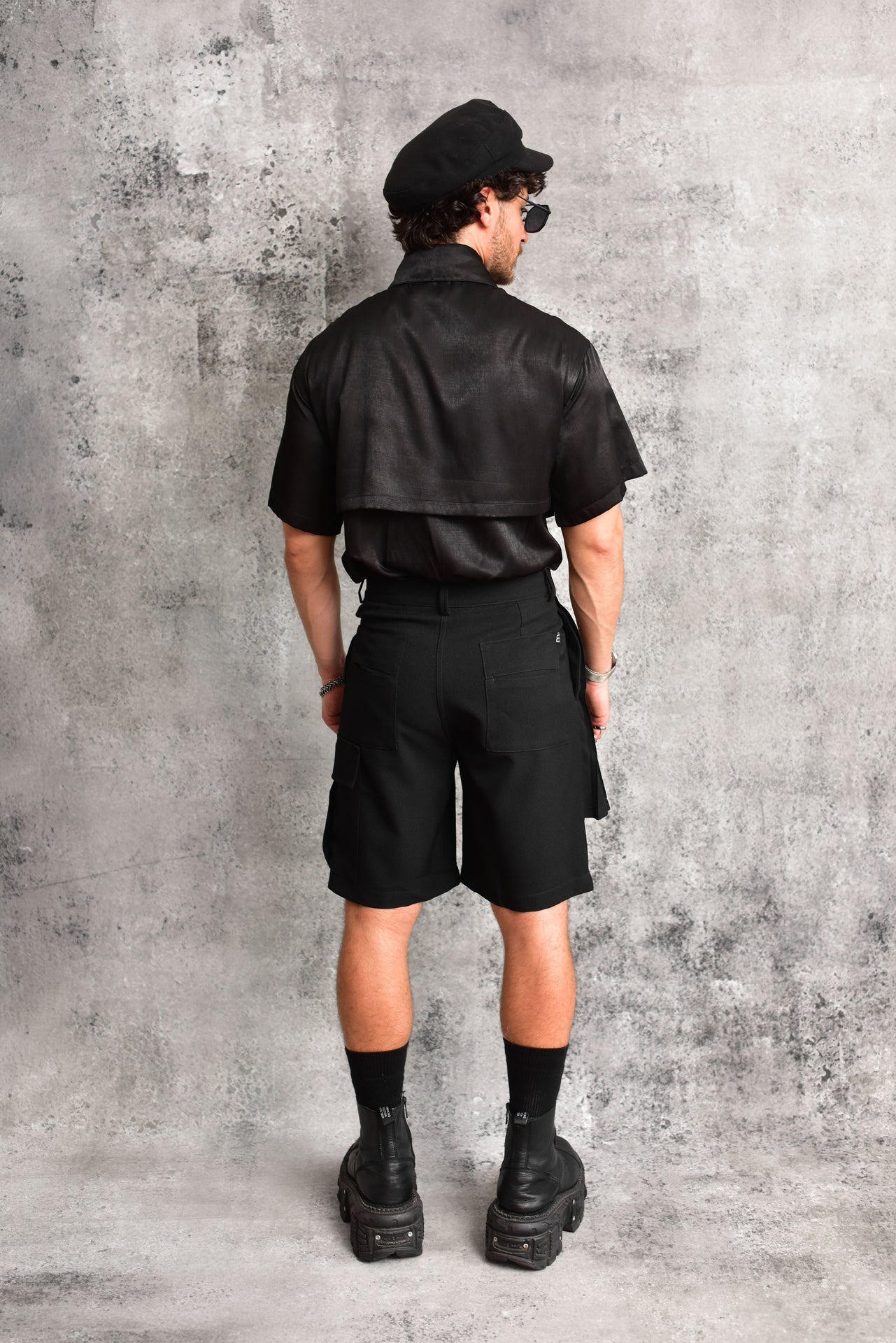 Black Relaxed-Fit Satin Shirt
