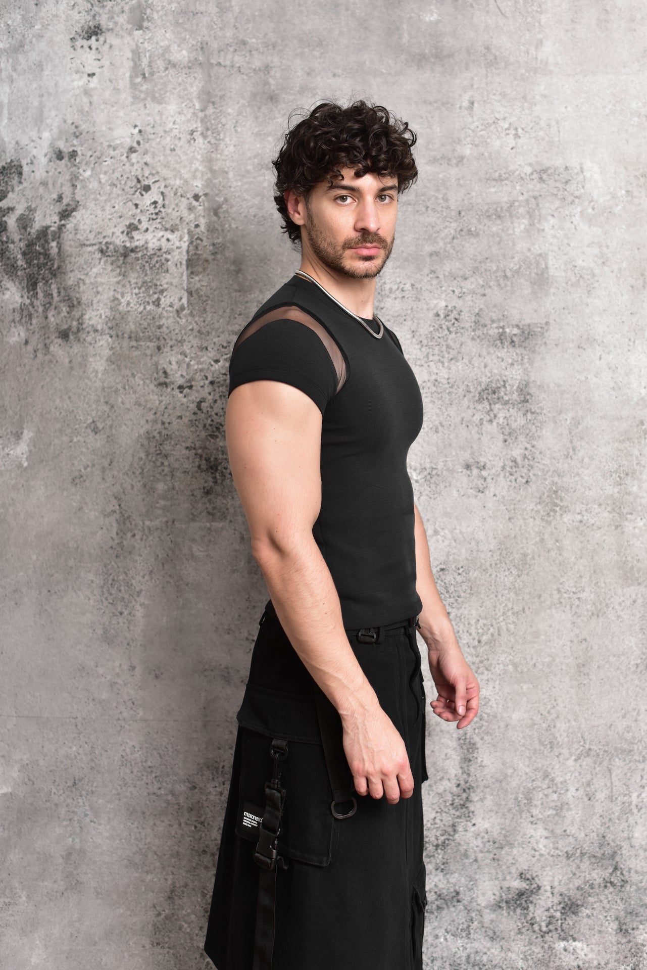 Baby tee black mesh T-shirt