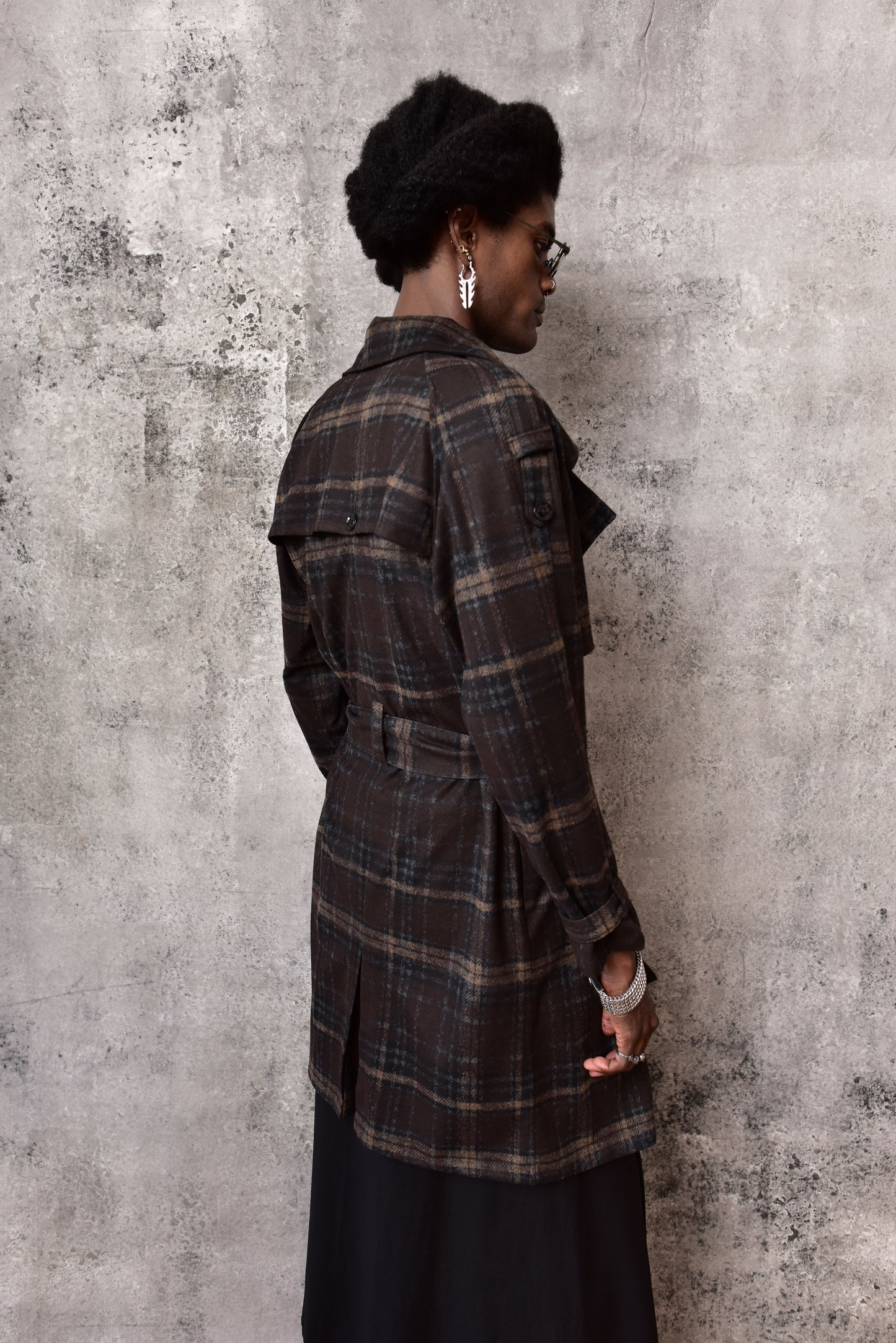 Plaid wrap overcoat tartan