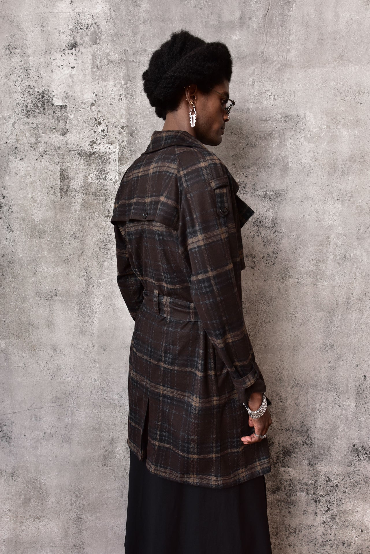 Plaid wrap overcoat tartan