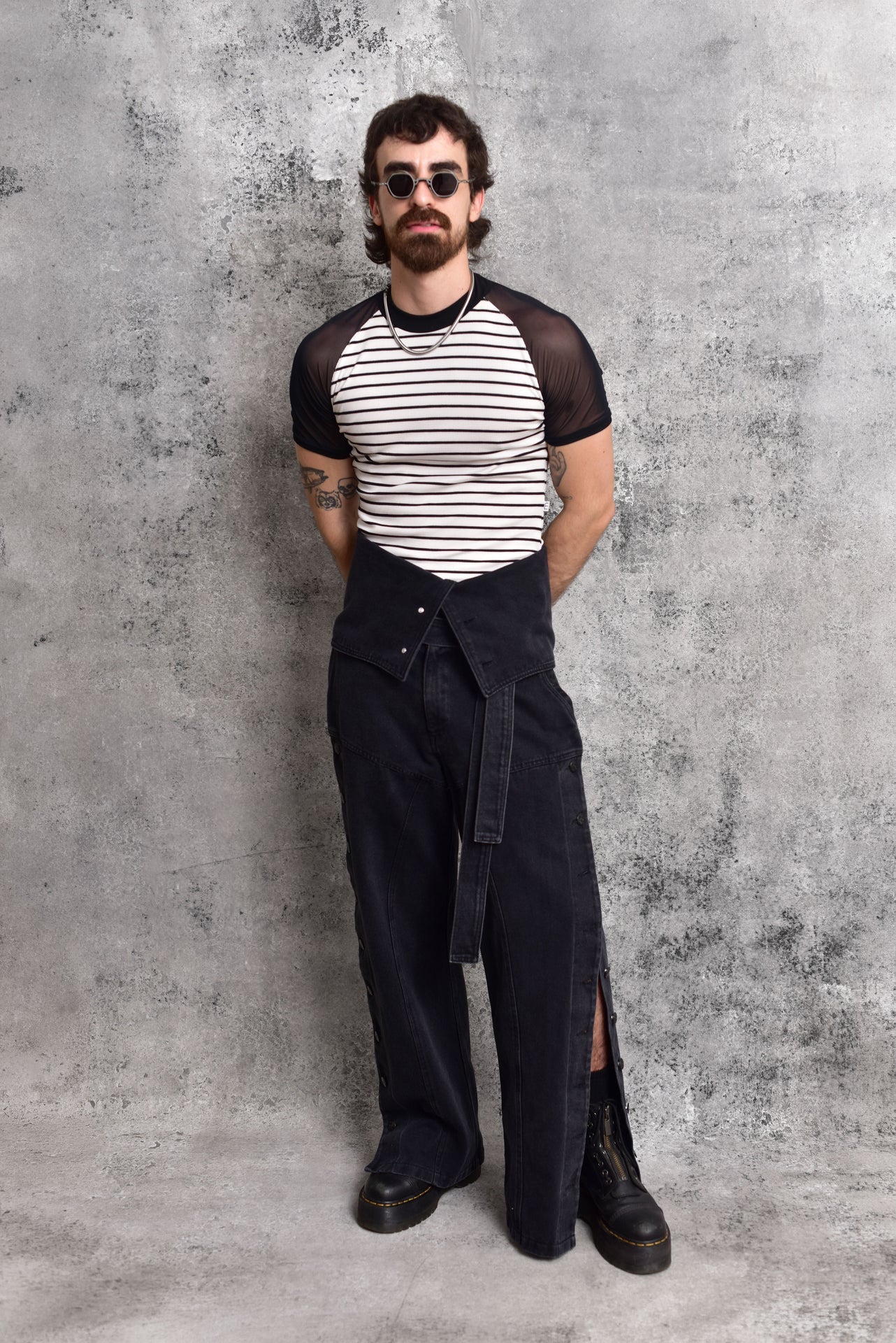Striped Mesh Slim Fit T-shirt