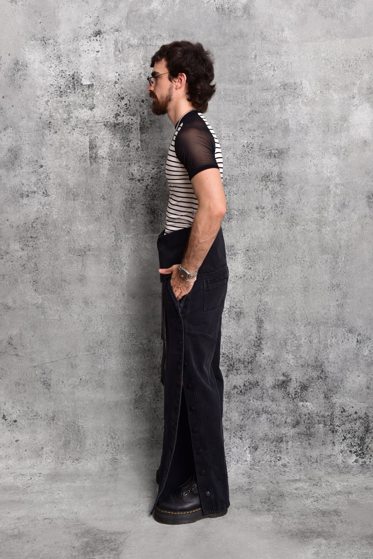Striped Mesh Slim Fit T-shirt
