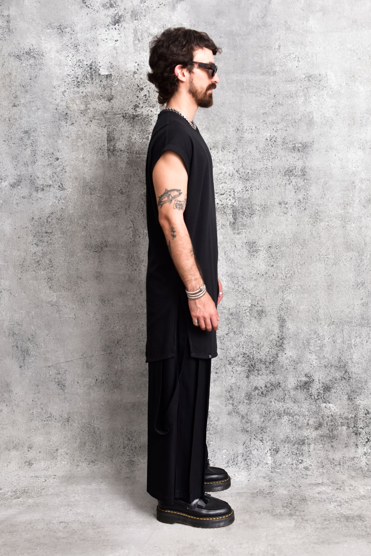 Black asymmetric fighter t-shirt