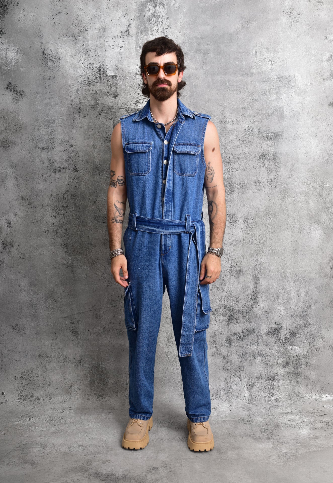 Samurai Cargo Denim Jumpsuit