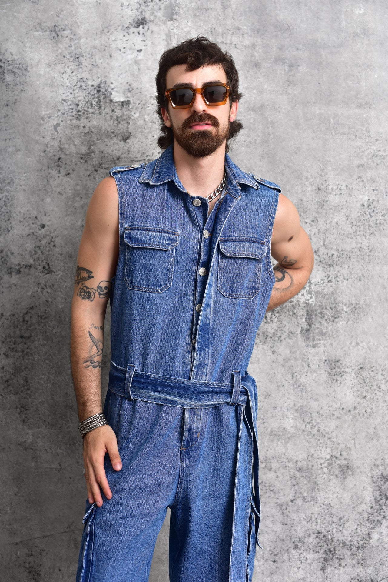 Samurai Cargo Denim Jumpsuit