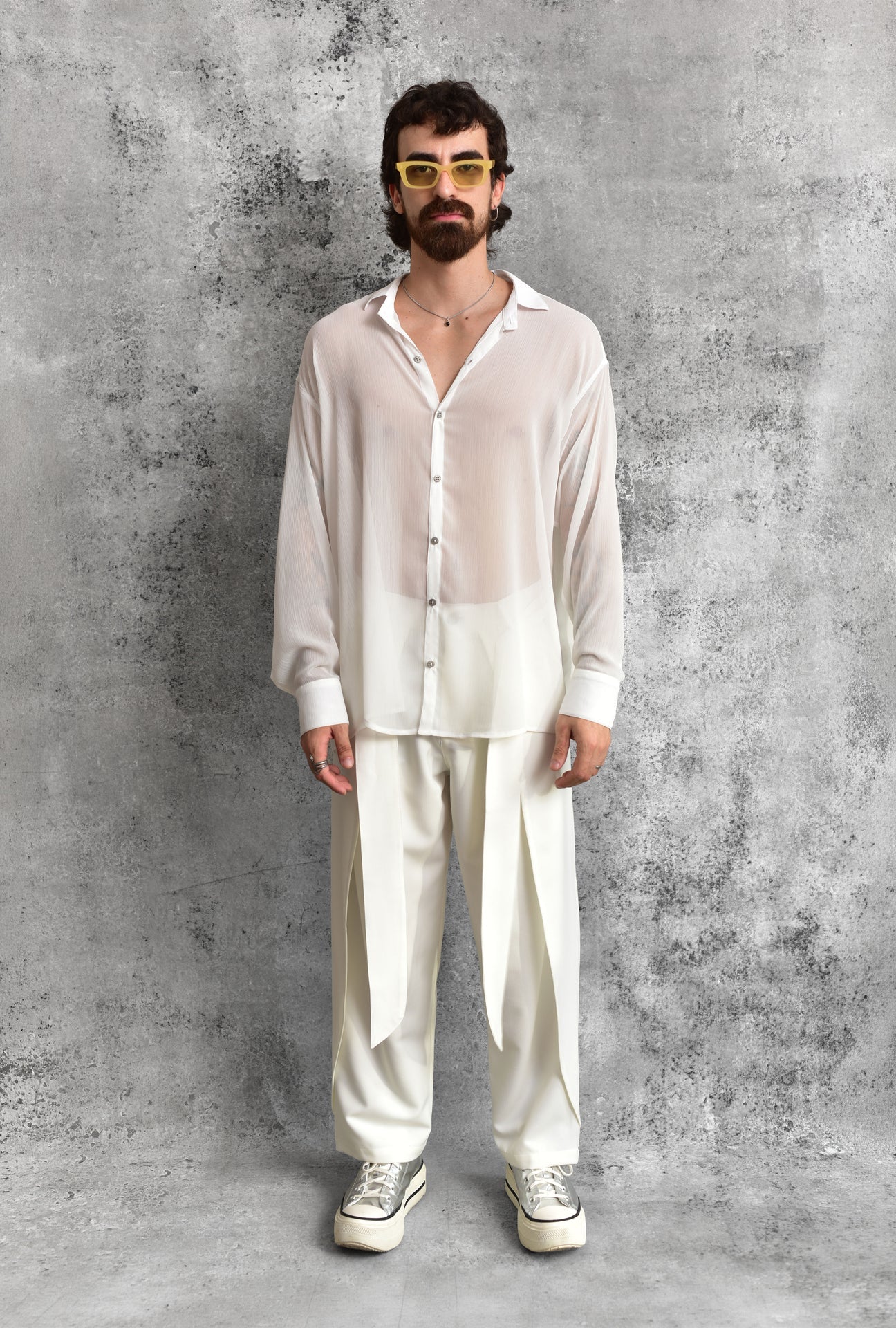 White Sheer Long Sleeve Shirt