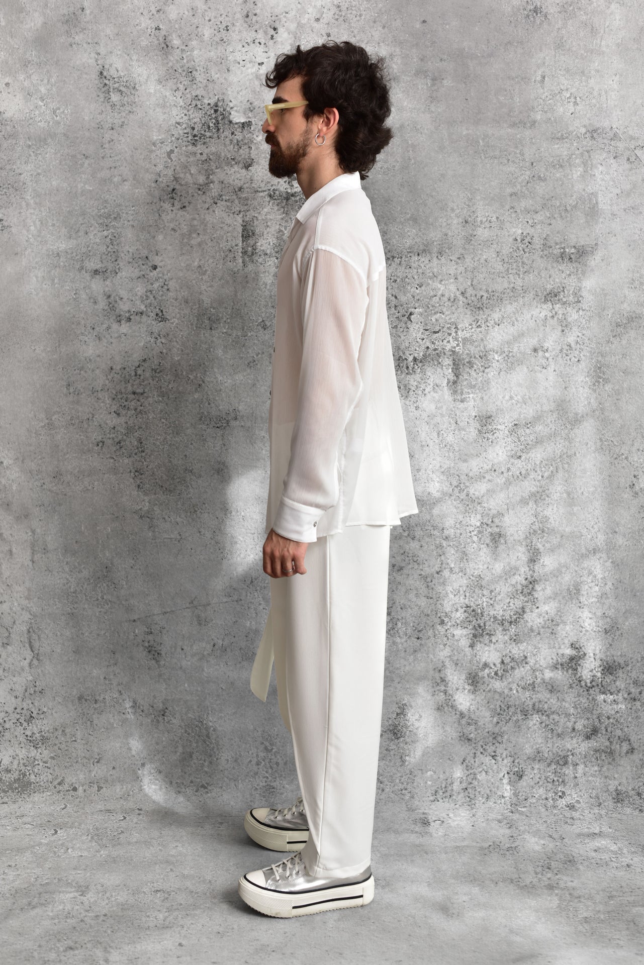 White Sheer Long Sleeve Shirt