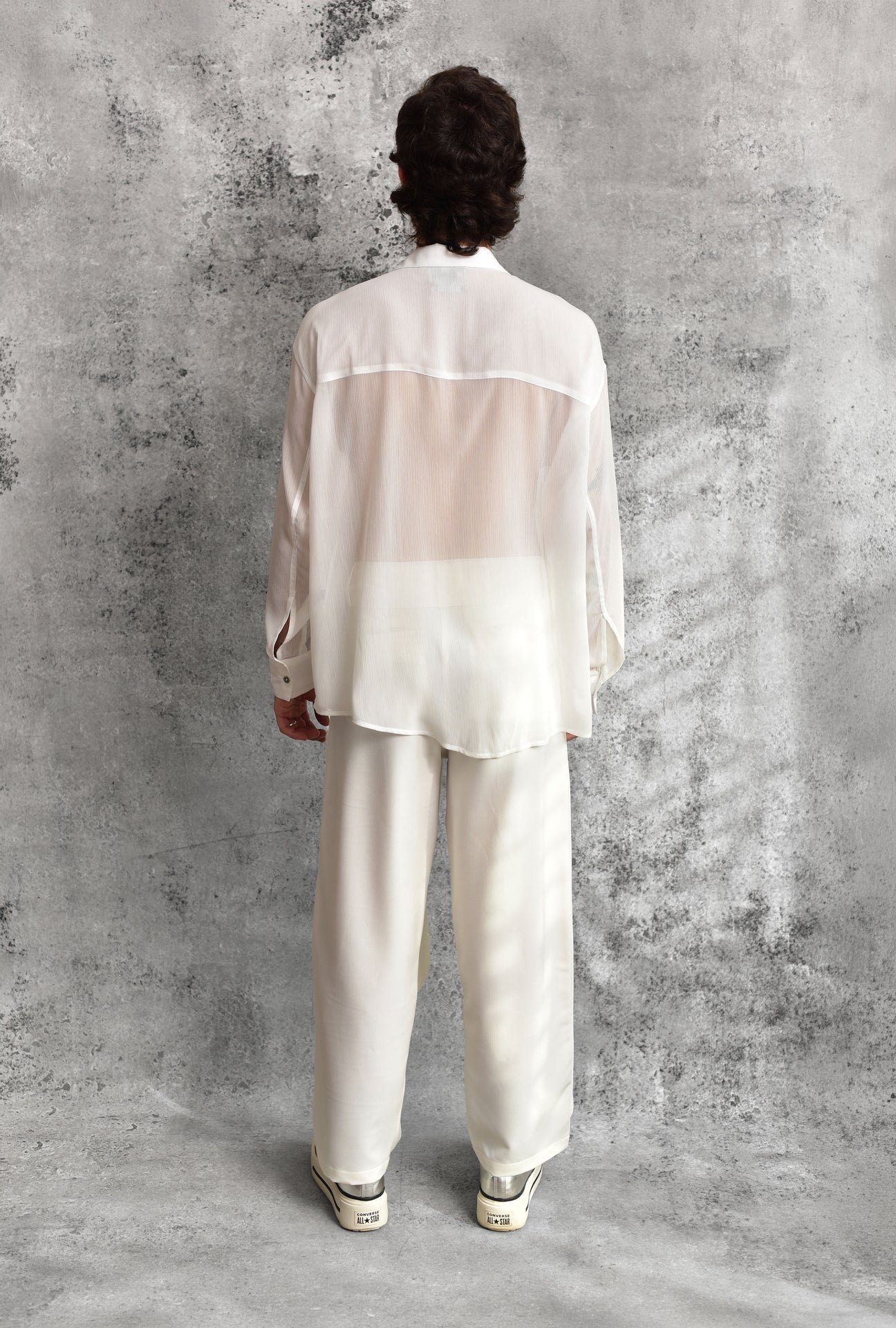 White Sheer Long Sleeve Shirt