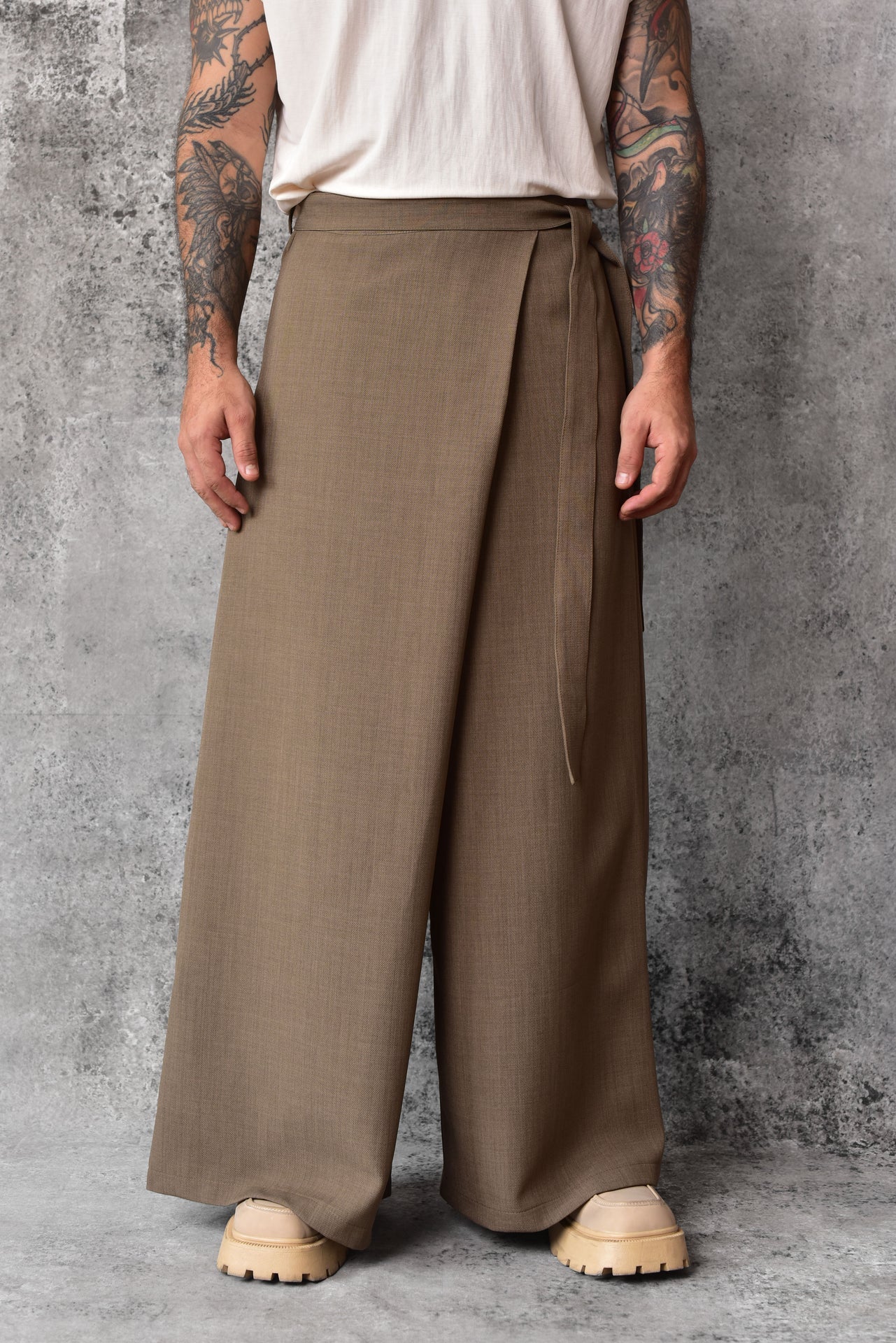 Pantalon tatami plisse mocca