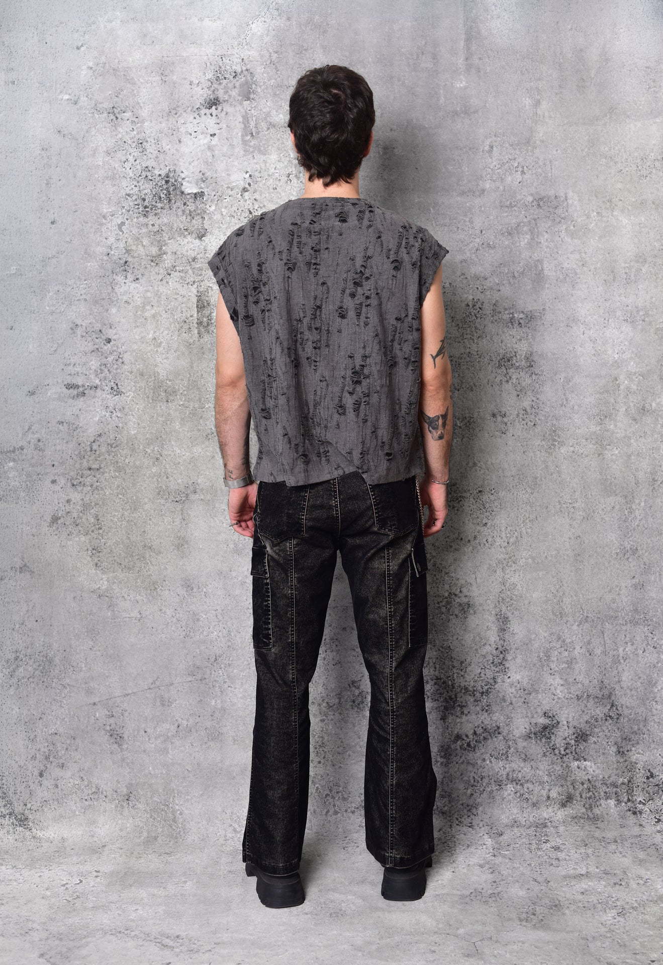 Cyber Flared Cargo Black Pants
