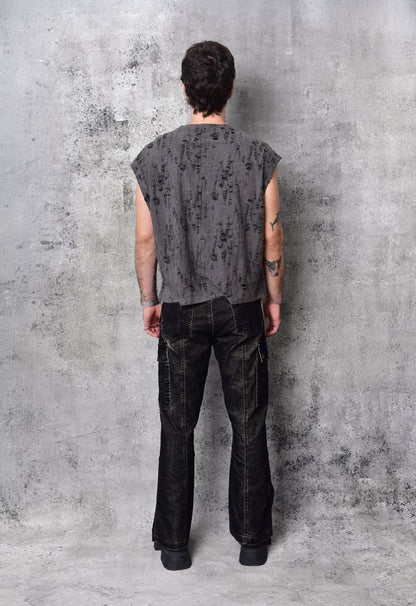 Cyber Flared Cargo Black Pants
