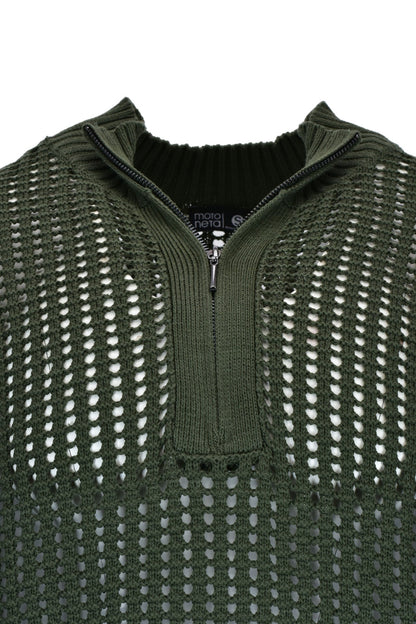 Pine Green Grid Knit T-Shirt