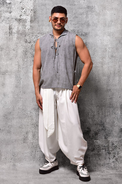 Pantalones de yoga tipo harén color marfil