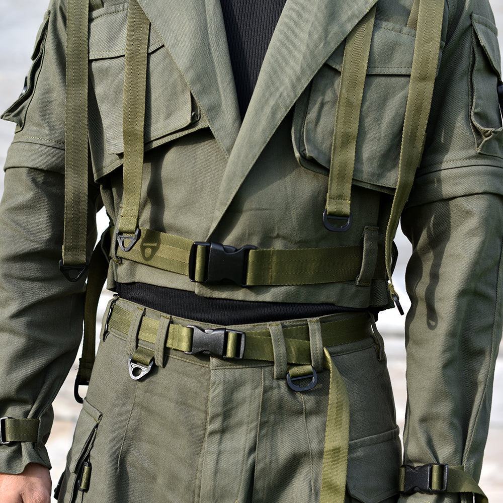 Military cargo techwear jacket