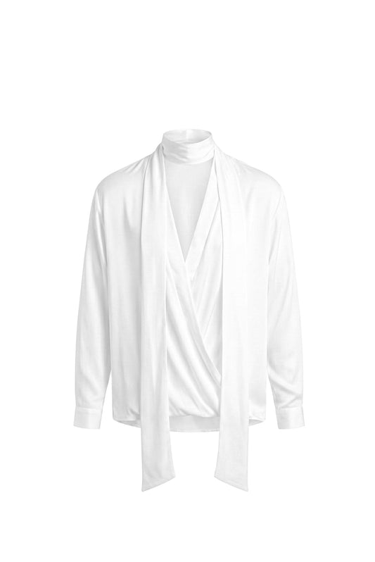 Long sleeve cross-neck shirt