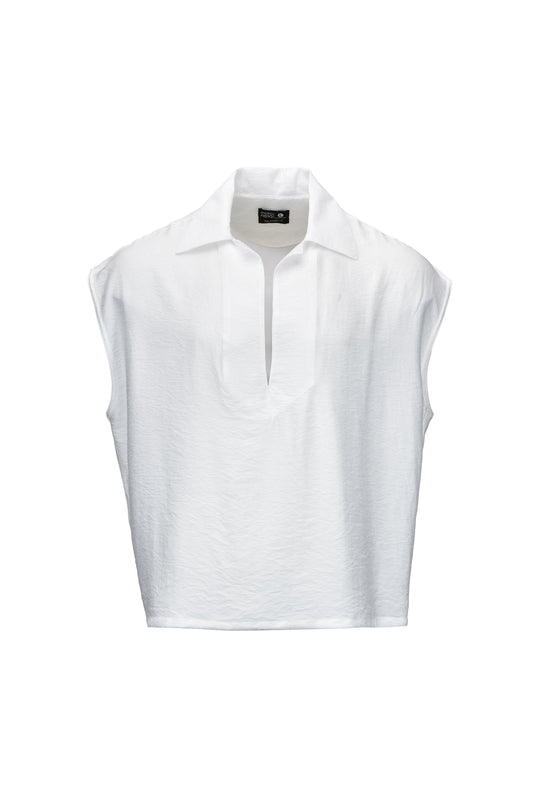 White essential linen sleeveless shirt