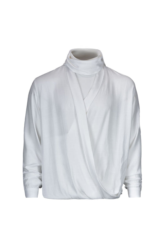 Long sleeve cross-neck shirt