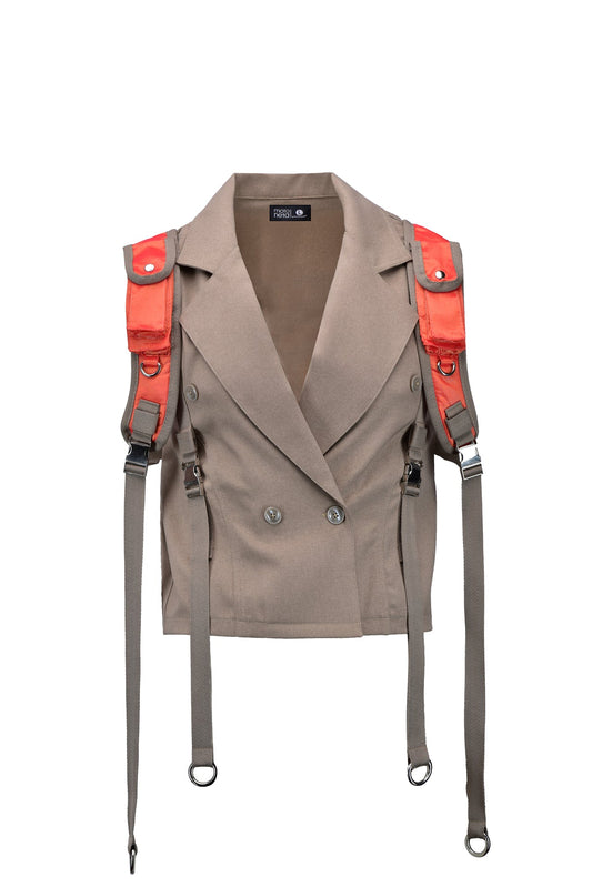 Beige Old Money Techwear Vest