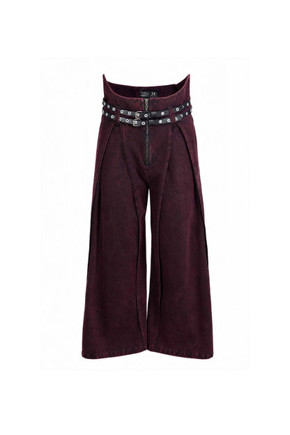 Pantalones Devil de pernera extra ancha en color vino