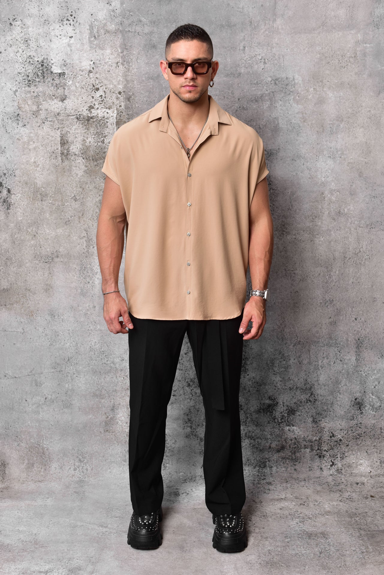 Oversized Batwing beige Blouse