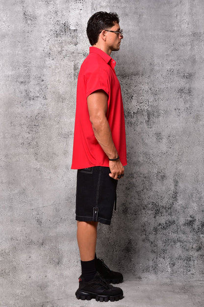 Oversized Batwing Red Blouse