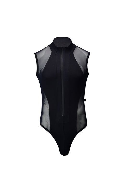 Body sleeveless with zipper in black
