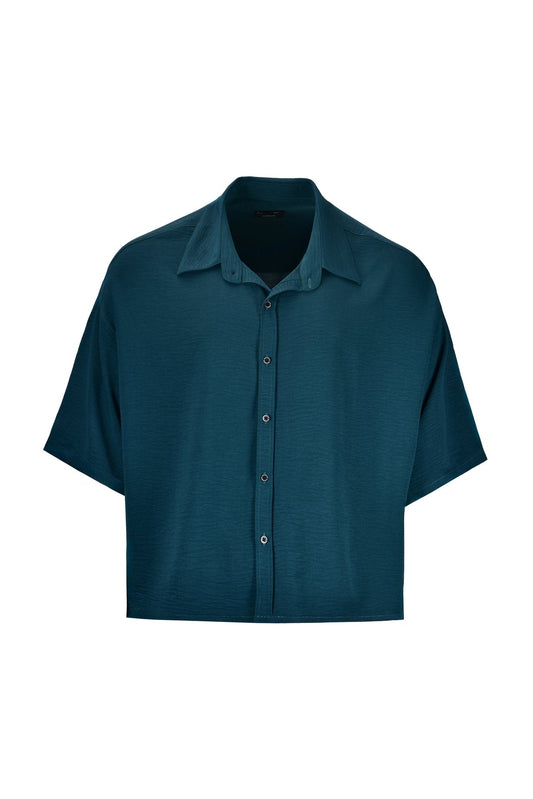 Emerald Boxy Fit Crop Top Shirt
