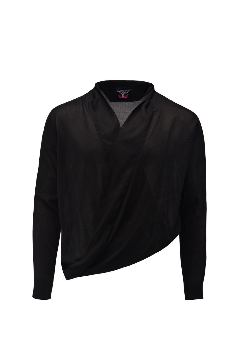Long sleeve cross-neck shirt black