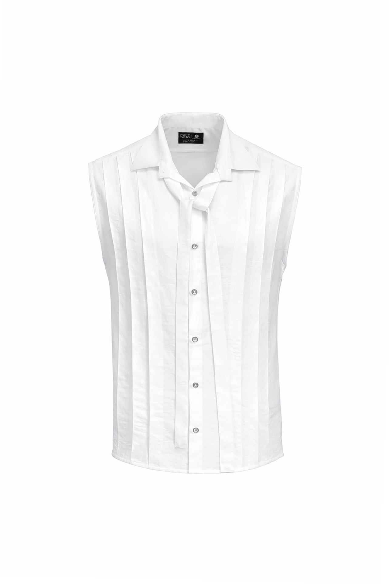White pleated shirt