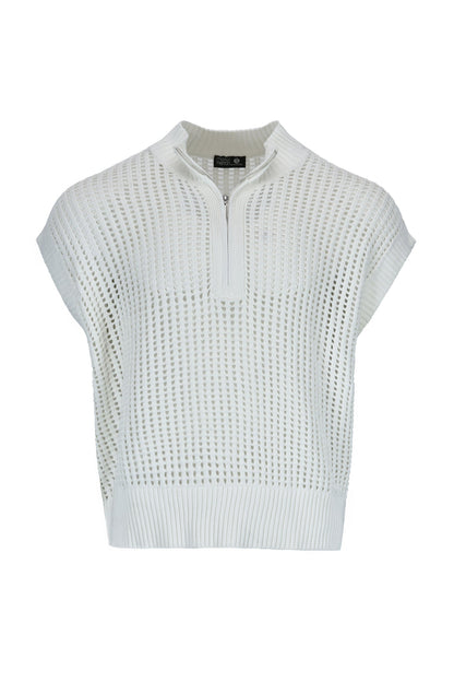 White Grid Knit T-Shirt™