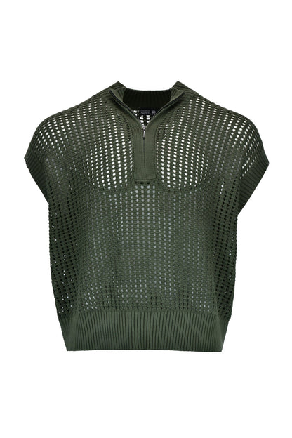 Pine Green Grid Knit T-Shirt
