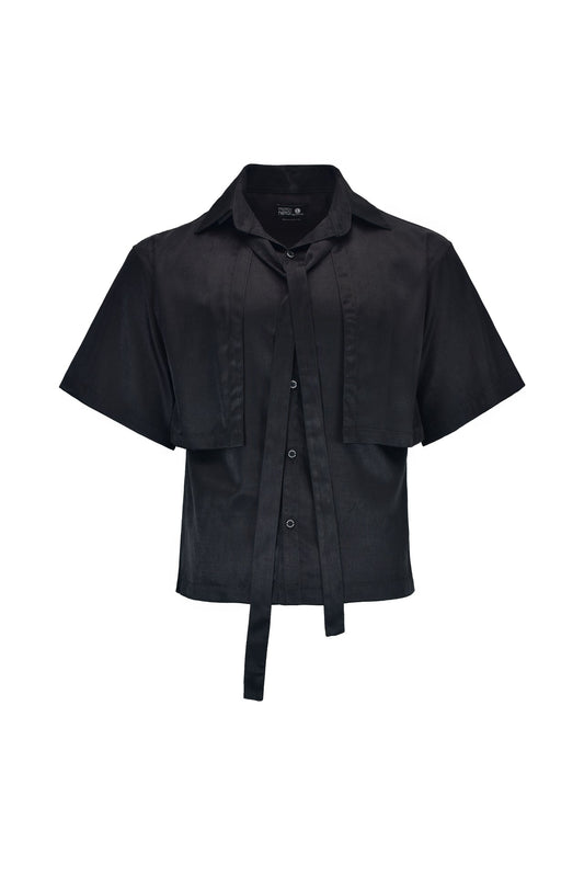 Black Relaxed-Fit Satin Shirt