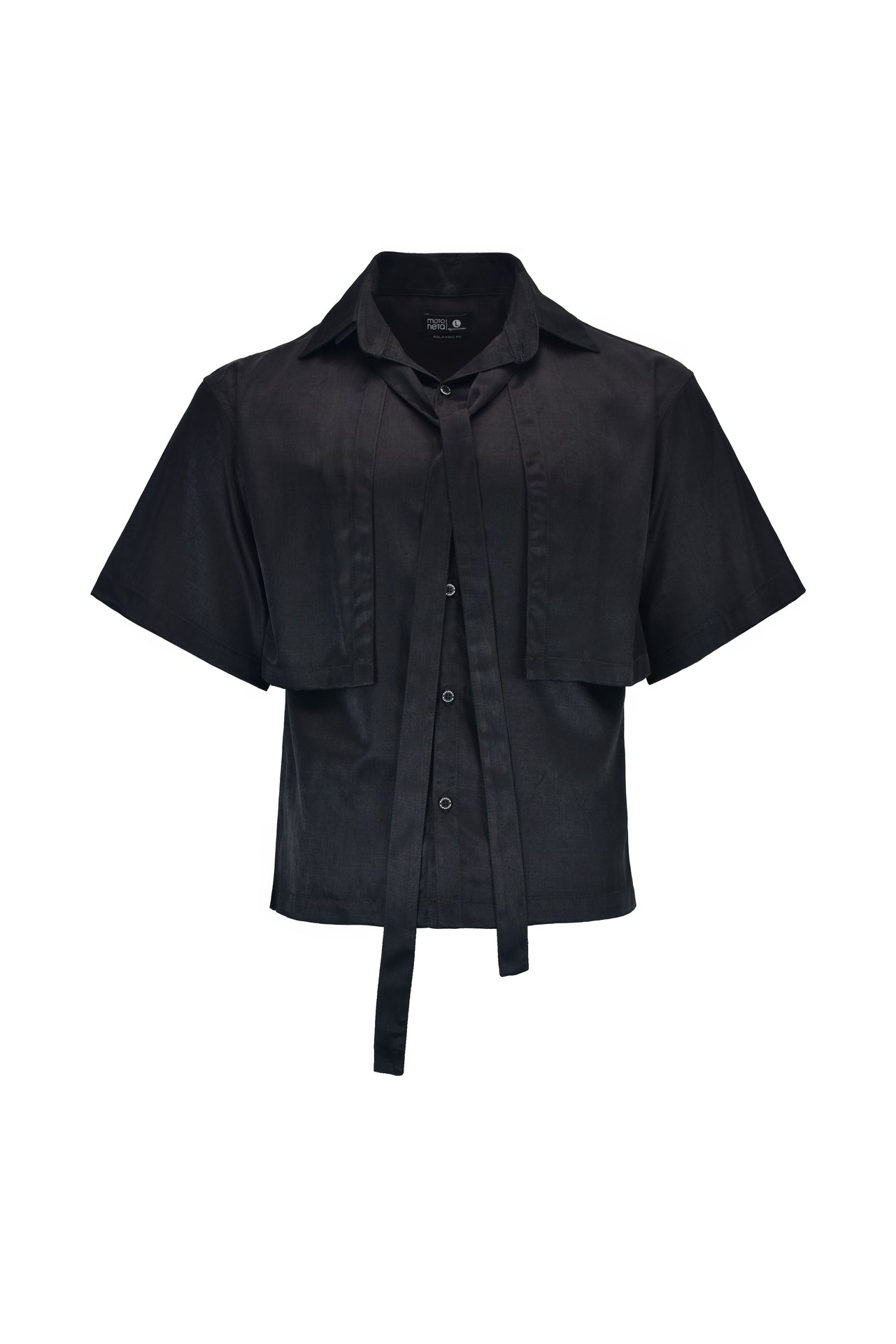 Black Relaxed-Fit Satin Shirt