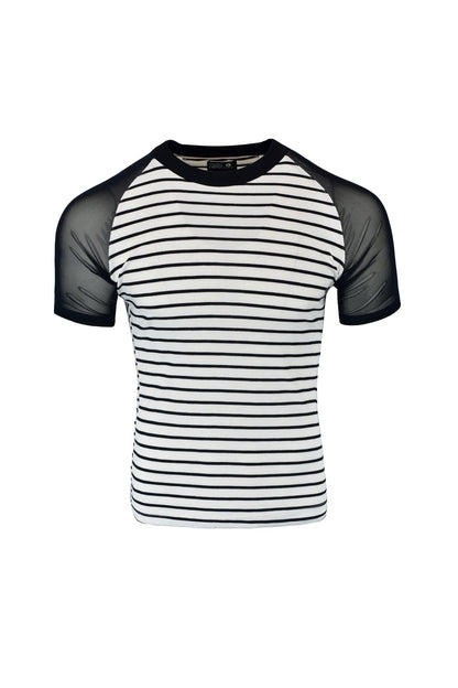 Striped Mesh Slim Fit T-shirt
