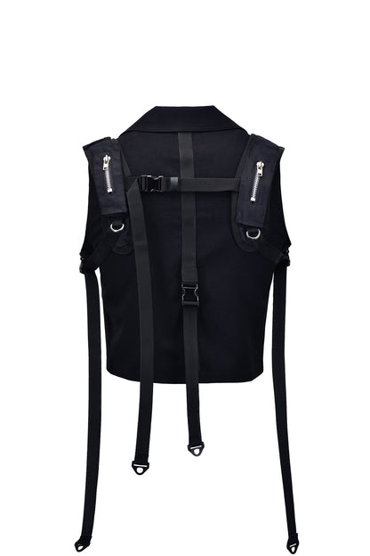 Black Techwear Tailoring Vest