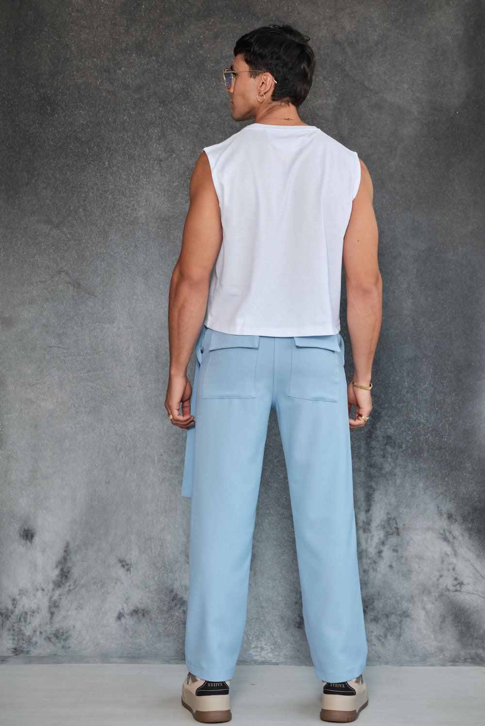 Sky blue loose fit pants