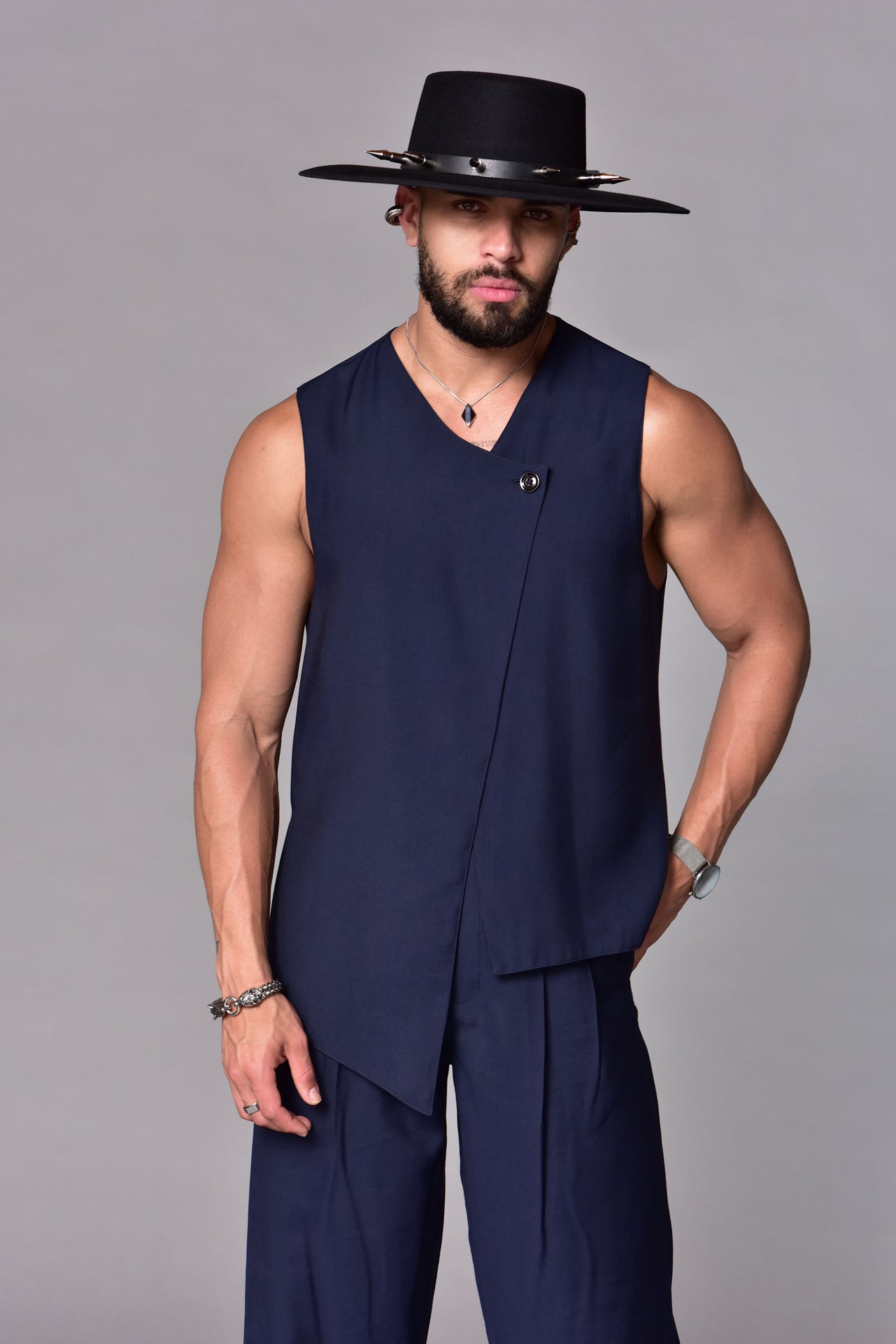 Turquoise asymmetrical vest