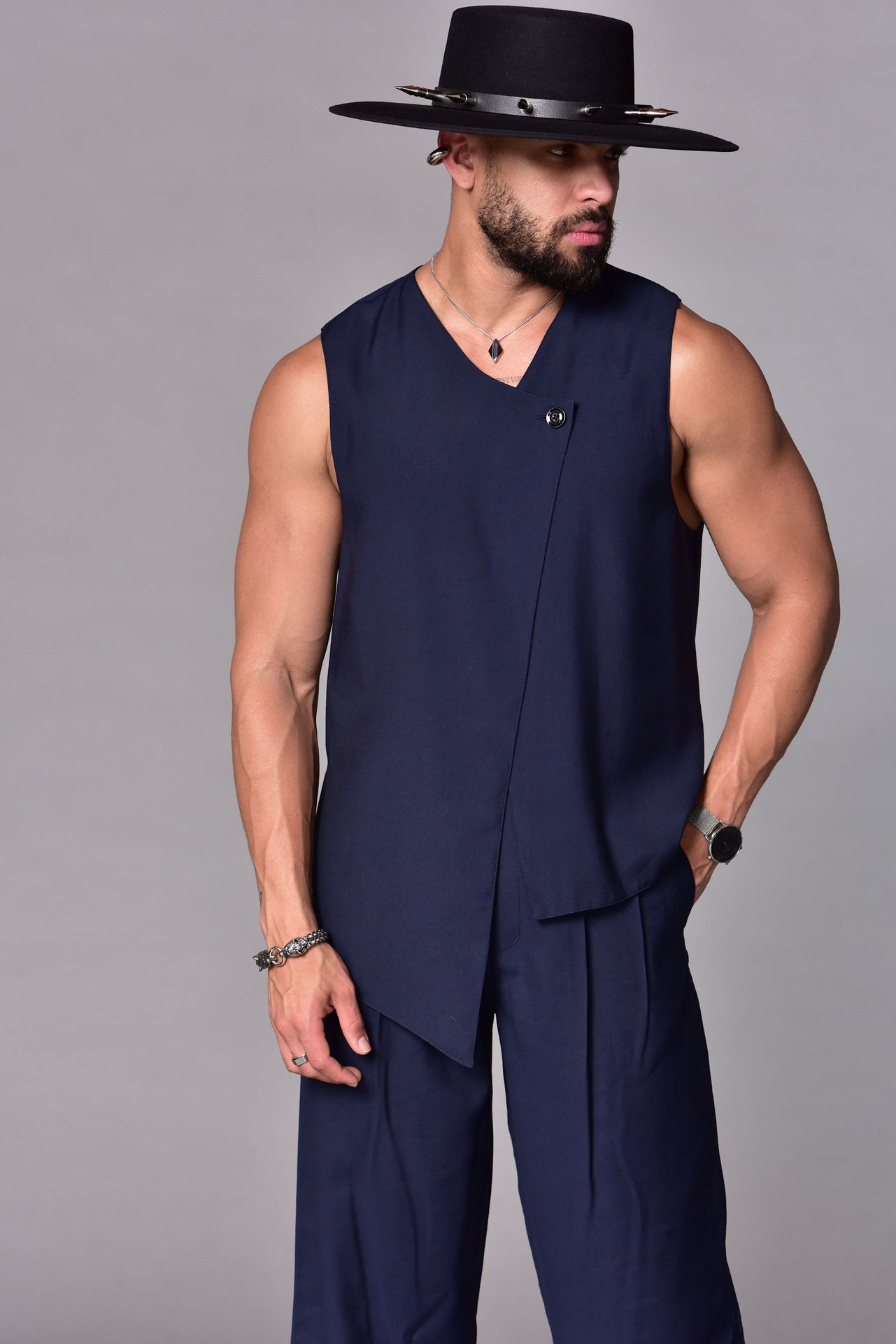 Turquoise asymmetrical vest