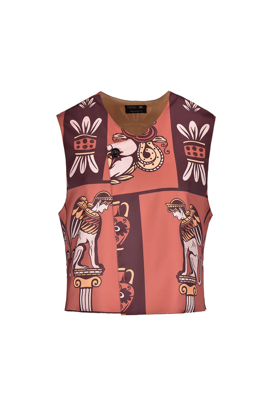 Greek print vest