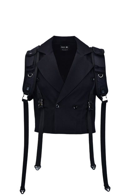 Black Techwear Tailoring Vest