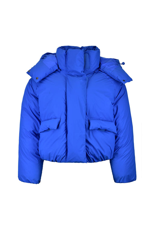 Blue puffer jacket